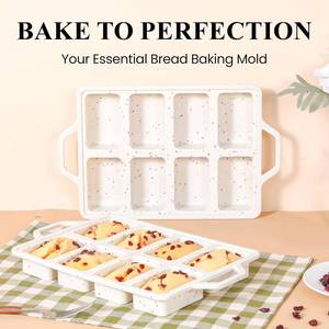 Moule à pâtisserie rectangulaire 8 cavités MUYULINS Factory, qualité platine LFGB, antiadhésif, sans BPA, en silicone, pour gâteaux et muffins. - Product Image 1