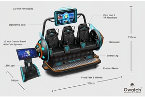 Tùy chỉnh VR Simulator 3 chỗ ngồi 9D Cinema Ghế đi xe 9D Kính thực tế ảo Trò chơi máy - Product Image 2