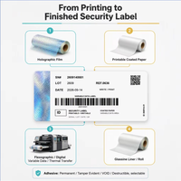 Étiquette de sécurité holographique personnalisée pour pièces automobiles, autocollant en papier couché imprimable et inscriptible avec code-barres, QR et numéro de série, anti-effraction