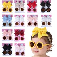 Ensemble d'accessoires pour cheveux pour bébés et tout-petits : Lunettes de soleil anti-UV mignonnes en forme de fleur et bandeau à nœud papillon