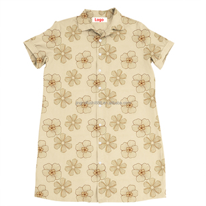 Robes chemises imprimées hawaïennes personnalisées OEM pour femmes, robes d'été pour femmes en gros, longueur genou - Product Image 3