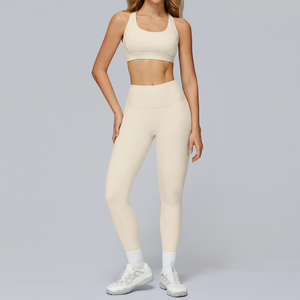 ชุดออกกำลังกายแบบ 2 ชิ้น เสื้อชั้นในกีฬาแบบคอวีผูกคอ สำหรับผู้หญิง ออกแบบได้ตามต้องการ ชุดโยคะไร้ตะเข็บ ชุดออกกำลังกาย ชุดฟิตเนส ชุดออกกำลังกายในยิม - Product Image 3