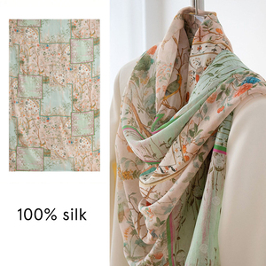 100% Maulbeerseide Langer Schal für Damen Leichter Sonnenschutz Blumen-Seidenschal Formelle Abendkleider Formeller Schal Sommer-Wickeltuch - Product Image 1