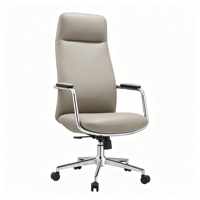 Chaise de bureau exécutive ergonomique moderne à dossier haut en cuir, réglable en hauteur, pivotante, avec base chromée pour bureau à domicile