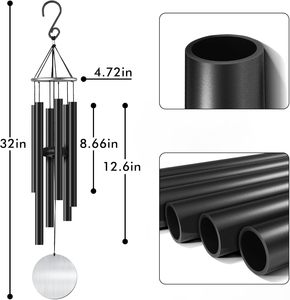 32-inch aluminum alloy 6-tube wind <b>chime</b> aluminum <b>ring</b>, indoor decoration, outdoor garden, good mood gift - Product Image 4
