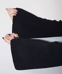 En çok satan zarif çan kollu Backless tasarım rahat yaz seksi zayıflama yüksek belli siyah örme elbise - Product Image 5