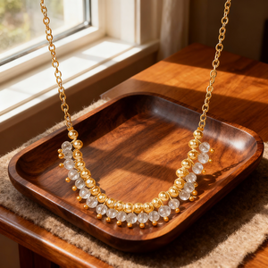 قلادة نسائية أنيقة بتصميم بسيط لعام <span class=keywords><strong>2026</strong></span>، سلسلة عنق مزينة بالخرز والأحجار اللامعة للنساء - Product Image 5