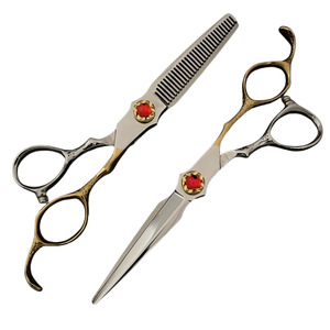 Tijeras de entresacar Mj de 6 pulgadas con mango dorado, de acero inoxidable, para peluquería, para uso con la mano derecha - Product Image 5