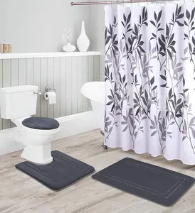 Bad teppiche Waschraum Wasserdicht 4 Stück Dusch vorhänge Toiletten deckel abdeckung Rutsch feste Teppich matte Set für Bad oem
