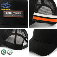 Casquettes Trucker Certifiées GRS avec Patch en Caoutchouc Personnalisé et Accent Rayé, Dos en Maille Respirante, Idéales pour l'Été et les Activités de Plein Air