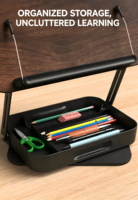 Support de lecture multifonctionnel pour bureau avec supports pliables pour ordinateur portable et rangement rotatif pour livres, pour une organisation pratique