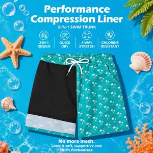 Trajes de Baño FOXA para Niños con Forro de Compresión, Shorts de Baño de Secado Rápido para Niños y Jóvenes, Ropa de Playa, Shorts de Surf - Product Image 4