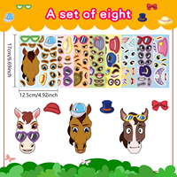 Jeu de Dessin Animé Parent-enfant Personnalisé Original Cheval Visage Swap Image Set Sticker pour Ordinateur Portable Bagages Décoration Sticker 8 Pièces