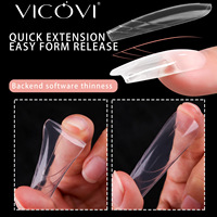 150 Pièces, 15 Tailles, Moules à Ongles Amande Style Français, pour Doigts et Orteils, Extension Rapide en Gel UV Cristal, Réutilisables, Capsules d'Ongles Artificiels pour DIY