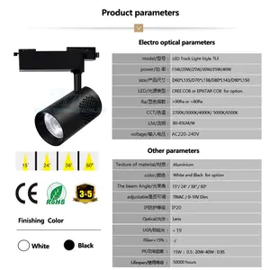 COB Fucus รางไฟสปอตไลท์ปรับได้รางไฟ LED สำหรับร้านค้าทำจากอลูมิเนียมสีดำ