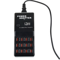 Hub de Carga USB de Escritorio con 12 Puertos, Entrada de CA, Enchufe de Pared para EE. UU., UE, Reino Unido y Australia, Base de Carga Rápida de 60 W para Teléfono Celular y Tableta