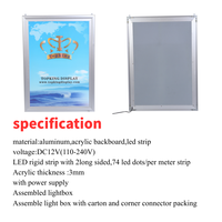 Boîte à lumière LED avec cadre en aluminium fin, acrylique de 3 mm et éclairage LED intégré
