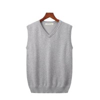 Chaleco de Punto Fino sin Mangas Estilo Preppy, Unisex, Cuello en V, Color Sólido, Combinable con Todo, Poliéster, Todas las Temporadas, Disponible