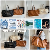 Tas Tote Kulit PU Mewah Anti Air untuk Olahraga, Kapasitas Besar, Ringan, dengan Tali Serut dan Cetakan Huruf 3 Warna, Dilengkapi Dompet Gratis