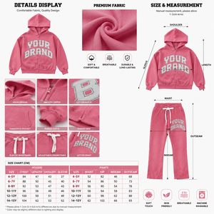 Ensemble de <span class=keywords><strong>survêtement</strong></span> pour filles, veste à fermeture éclair avec logo de marque personnalisé, sweat à capuche, jogging, tenues d'hiver pour enfants, streetwear - Product Image 2