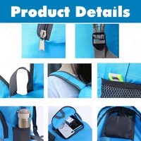 Vente chaude Hommes Réutilisable Avec Sac Zip Imperméable Décontracté Polyester Pliable Pas Cher Super Léger Sac À Dos
