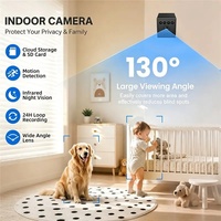 Mini caméra WiFi sans fil 1080P 2MP avec rotation à 130°, vision nocturne IR, détection de mouvement et double stockage pour la maison W10