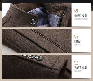 معطف رجالي صوف للشارع بطول متوسط بياقة مزدوجة وسترة داخلية قابلة للفصل بمقاسات <span class=keywords><strong>M</strong></span>-4XL - Product Image 3