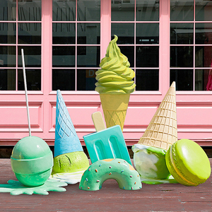 Precio barato decoración del banquete de boda gran pie simulado escultura de helado de fibra de vidrio para la venta - Product Image 6