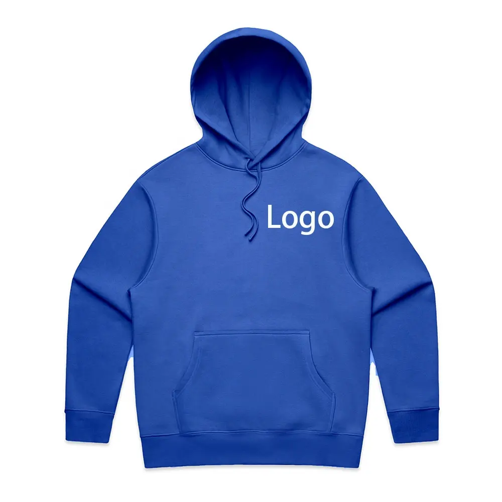 Fashion kustom Perdagangan Luar Negeri Royal biru serut berkerudung pria Sweatshirt lengan panjang kebesaran ukuran besar kosong hoodie untuk pria