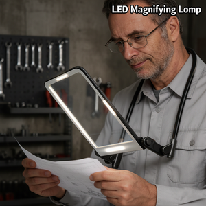 Lente d'Ingrandimento Professionale con Luce LED Ricaricabile USB, Multi-Lente, Mani Libere, da Collo, con Luce Notturna - Product Image 1
