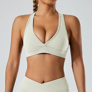 Sujetador deportivo de yoga para comercio exterior, marrón oscuro, copa moldeada mediana, diseño sin espalda, para correr, fitness y entrenamiento. - Product Image 3