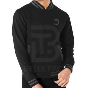 Venta caliente personalizado 100% algodón lona hombres Letterman chaqueta universitaria estilo fresco polar con capucha soporte bordado Popular invierno - Product Image 1