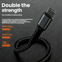 Kabel Data Micro USB Nylon 3 in 1 untuk Mobil 1.2M Hitam 5A/3A Pengisian Cepat untuk Kamera