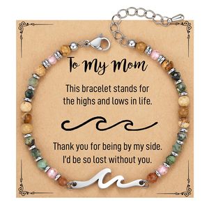 Pulsera de Piedras Naturales con Cuentas de Piedra Natural y Cadena de Acero Inoxidable con Dije de Ola, Longitud Ajustable para Mujer, Regalos de <span class=keywords><strong>Cumpleaños</strong></span> - Product Image 2