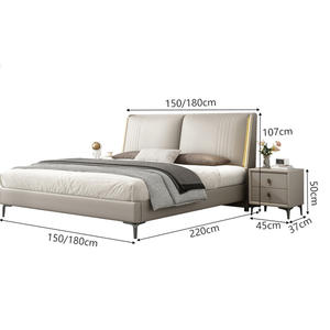2024 populaire minimaliste cadre en bois lit queen avec matelas ensemble de meubles de chambre à coucher - Product Image 6