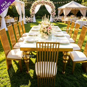 Barato oro blanco boda moderna cena Silla de acero al por mayor de acero inoxidable banquetes sillas muebles Wed comedor eventos - Product Image 4