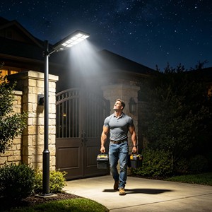 Lampe solaire LED pour rue 160W, extérieur, 6000K, 160W, ABS, haute luminosité, 3 modes de contrôle, IP66, étanche, certifiée RoHS - Product Image 3