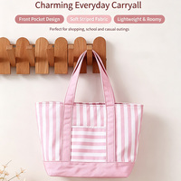 Sac fourre-tout rayé brodé personnalisé, grande capacité, pour femme, portable, pour le shopping, la plage et les activités de plein air, vente en gros