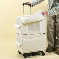 Sac de transport pour animaux de compagnie à double étage, sac à dos respirant grande capacité pour chat et chien, idéal pour les sorties, couleur unie