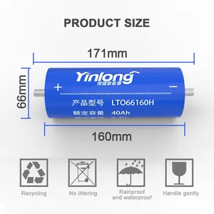 Akku Eu Stock Yinlong 66160 2.3V 40ah 45ah Batterij Lithium Titanaat Lto Voor Ess Container Solar Car Audiosysteem