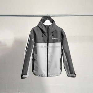 Manufacturer Custom Lightweight Waterproof Windproof Nylon <b>Zip</b> <b>up</b> <b>Jackets</b> Hoody Coat Patchwork Plaid Design Windbreaker <b>Jackets</b> - Product Image 1