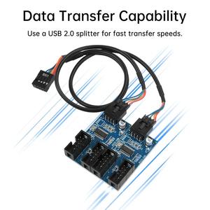 Splitter USB 9Pin, Header Splitter Antarmuka USB Female, Kabel Ekstensi 1 ke 2, Adaptor 9Pin 1 ke 4, Konektor HUB USB, Catu Daya - Product Image 3