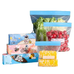 Wholesale Food Grade Reusable Plastic Slider Self-Sealing Food Storage Bag Ziplock Freezer Bag