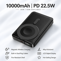 Power Bank Magnetik 10000mAh Tren 2026, Penyangga Ponsel, Pengisian Cepat, Kabel Terintegrasi Tipe-C, LCD, Logo Kustom, Pengisian Nirkabel 22.5W