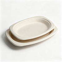 Assiette ovale personnalisable en bagasse OEM ODM, compostable, en canne à sucre, jetable, taille et logo sur mesure pour la restauration en gros