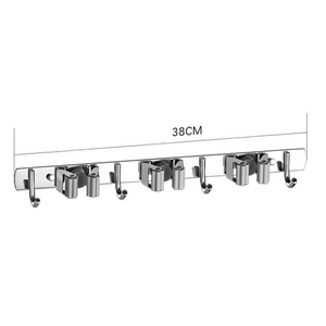 Suporte de vassoura para banheiro, adesivo, organizador para parede, 3 racas, 4 ganchos de toalha - Product Image 2