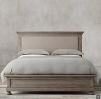 Lit mural en tissu rustique de style américain, taille King, avec panneaux décoratifs, écologique, pour chambre principale, dossier haut, personnalisable