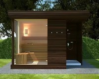 Ruang Sauna Kubus Desain Modern untuk 2-6 Orang, Uap Kering, Daya 6kw, Kayu Pinus Hemlock Red Cedar, Panel Kontrol Pemanas Kayu Solid