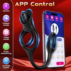 Masseur de prostate 3-en-1 avec contrôle par application, stimulateur clitoridien, anneaux vibrants pour la masturbation anale, pour hommes - Product Image 4