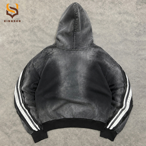 Custom Boxy <b>Zip</b> up Cotton Hoodie Men High Quality Streetwear Hoodies Manufacturer Blank Heavyweight Acid Wash Hoodie for Men - Product Image 2